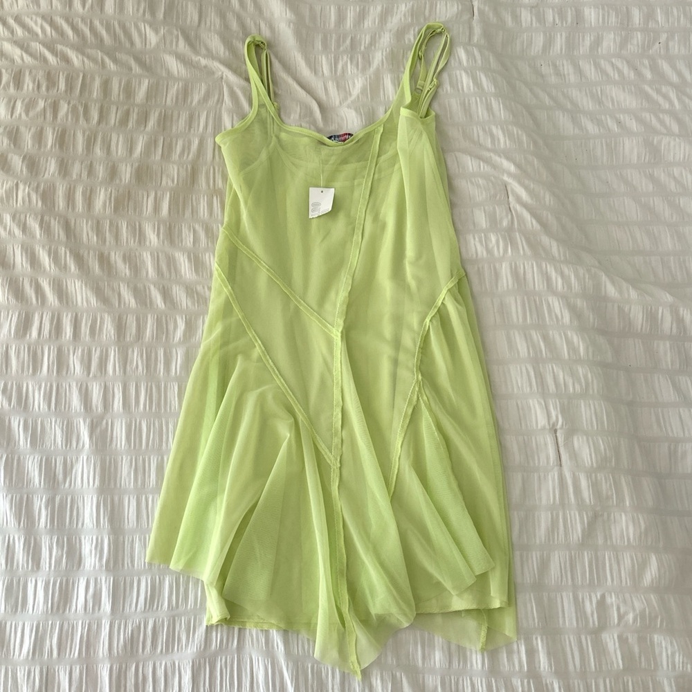 Urban Outfitters Lime Green Sheer Mini Dress (NWT)